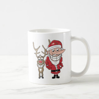 Taza De Café Dibujo animado divertido Santa y Rudolph