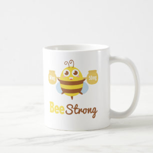 Taza De Café Dibujo animado fuerte de la abeja graciosamente y