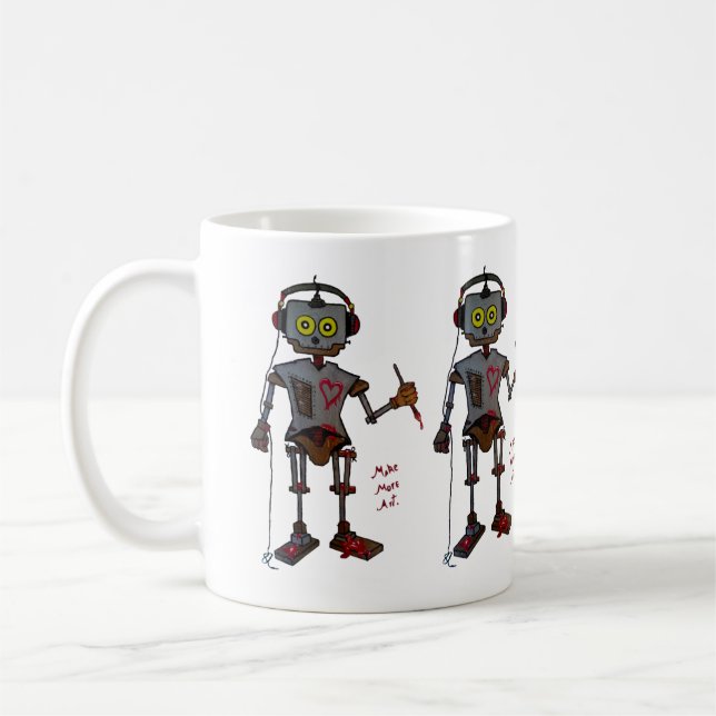 Taza De Café Dibujo animado futurista retro del arte de la (Izquierda)