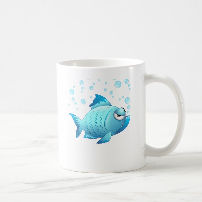 Taza De Café Dibujo animado gruñón de los pescados (Derecha)