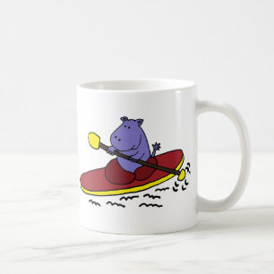 Taza De Café Dibujo animado Kayaking del hipopótamo divertido