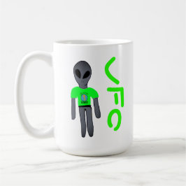 Taza De Café dibujo animado ovni alienígena gris