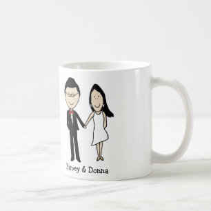 Taza De Café Dibujo animado personalizado pares del aniversario