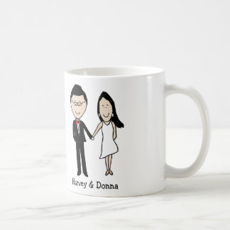 Taza De Café Dibujo animado personalizado pares del aniversario