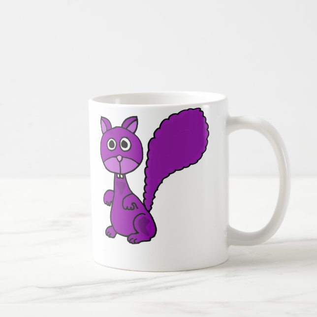 Taza De Café Dibujo animado púrpura divertido de la ardilla (Derecha)