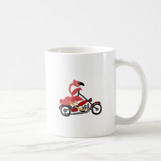 Taza De Café Dibujo animado rosado fresco de la motocicleta del