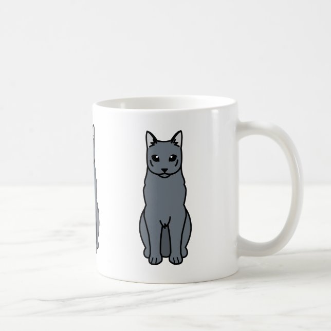 Taza De Café Dibujo animado ruso del gato azul (Derecha)