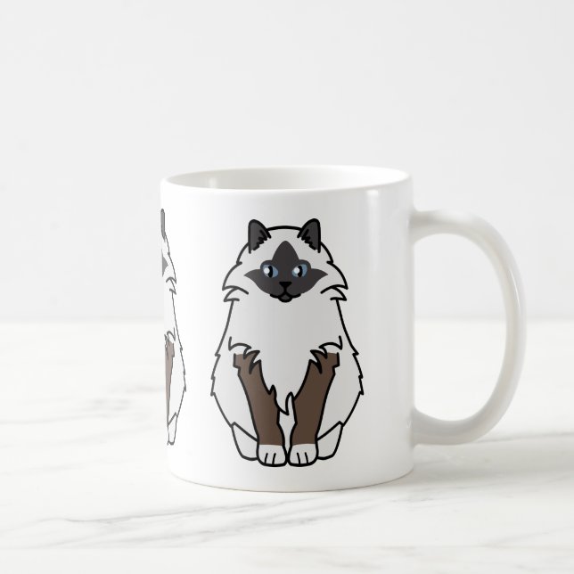 Taza De Café Dibujo animado sagrado del gato de Birman (Derecha)