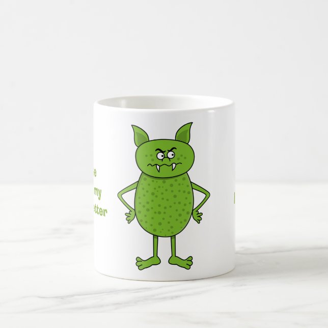 Taza De Café Dibujo animado verde lindo del goblin (Centro)