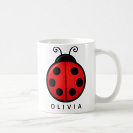 Taza De Café Dibujo Artístico de Mariquita Roja con Nombre Pers