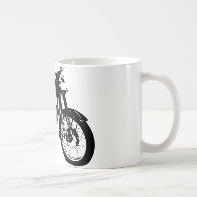 Taza De Café Dibujo blanco y negro de la motocicleta (Derecha)