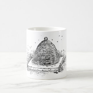Taza De Café Dibujo blanco y negro del vintage de la colmena