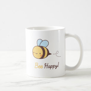 Taza De Café Dibujo de abeja linda feliz broma positiva