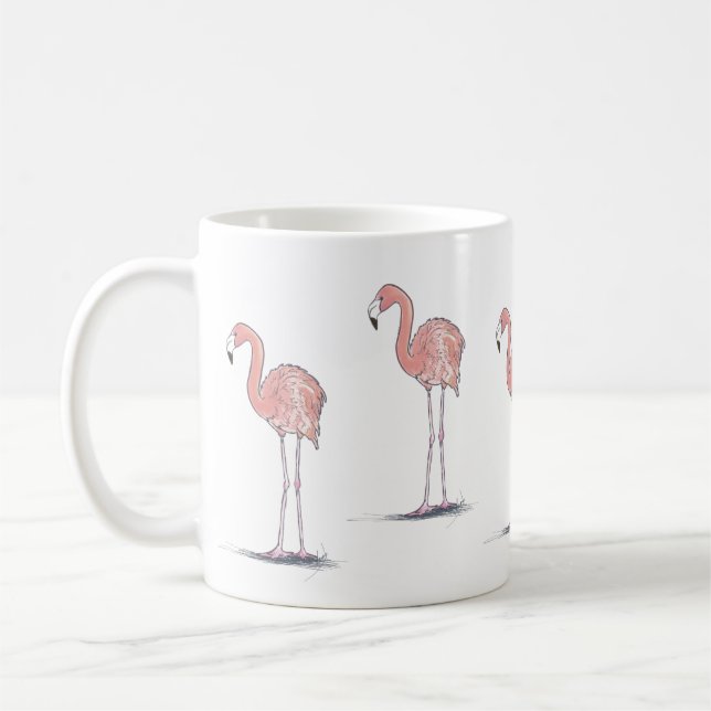 Taza De Café Dibujo de acuarela de los flamencos rosados (Izquierda)