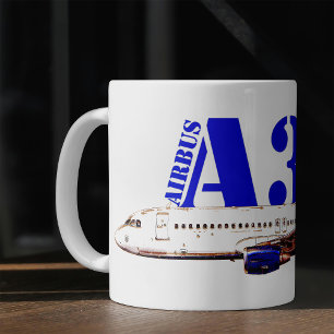 Taza De Café Dibujo de acuarela del avión Airbus A320