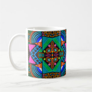 Taza De Café Dibujo de arte africano. Patrón azteca sin foco. C