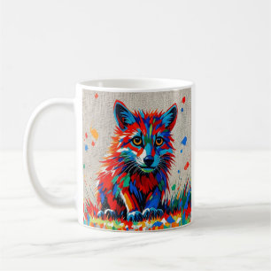 Taza De Café Dibujo de arte animal abstracto de Puppy Expressiv