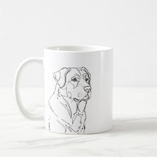 Taza De Café Dibujo de arte de línea de perro moderno minimalis