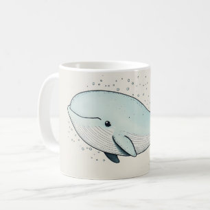 Taza De Café Dibujo de ballena de dibujos animados linda