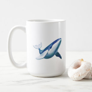 Taza De Café Dibujo de ballena jorobada linda nadando