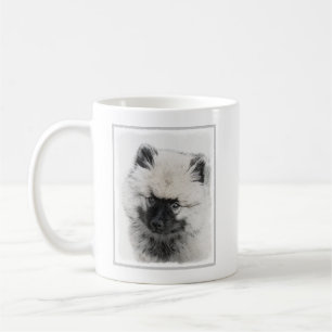 Taza De Café Dibujo de cachorros de Keeshond - Arte de perros o