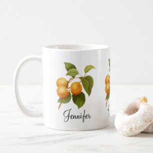 Taza De Café Dibujo de color de agua de albaricoques de Naranja