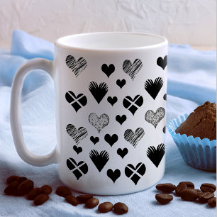Taza De Café Dibujo de corazones blancos y negros - Diversidad 