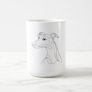 Taza De Café Dibujo de galgo gris a mano - Diseño minimalista