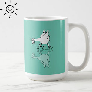 Taza De Café Dibujo de ganso azul adorable con nombre personali