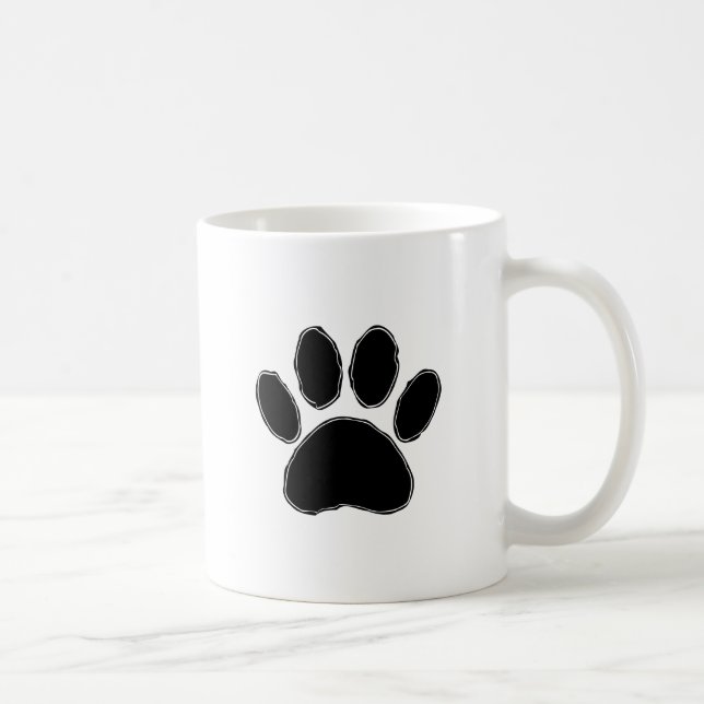 Taza De Café Dibujo de garras de perro en negro (Derecha)