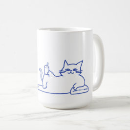 Taza De Café Dibujo de gato blanco lindo divertido