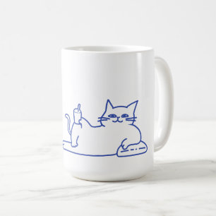 Taza De Café Dibujo de gato blanco lindo divertido