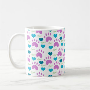 Taza De Café Dibujo de gato Imprime el patrón de los corazones