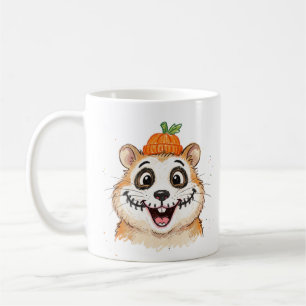 Taza De Café Dibujo de hámster con pintura facial de esqueleto