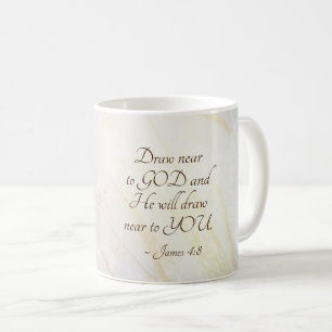 Taza De Café Dibujo de James 4:8 cerca de Dios Verso de la Bibl