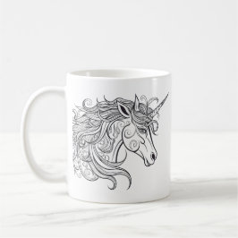 Taza De Café Dibujo de la cabeza de Unicornio
