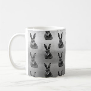 Taza De Café Dibujo de la liebre en blanco y negro