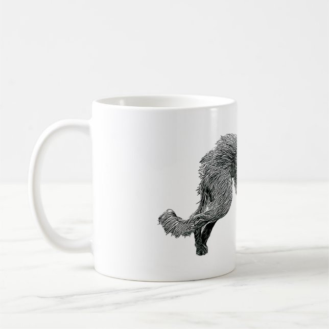 Taza De Café Dibujo de la Línea Lurcher Dog Lurcher de Bedlingt (Izquierda)
