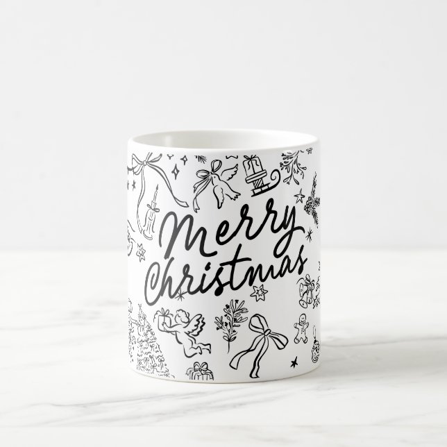 Taza De Café Dibujo de la mano de navidad (Centro)