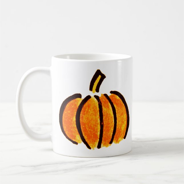 Taza De Café Dibujo de lápiz de calabaza de Halloween, calabaza (Izquierda)