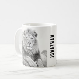 Taza De Café Dibujo de lápiz de león africano
