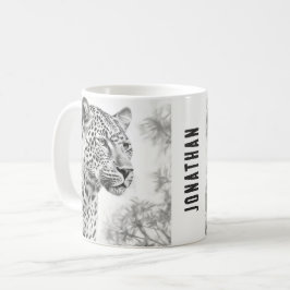 Taza De Café Dibujo de lápiz de leopardo africano