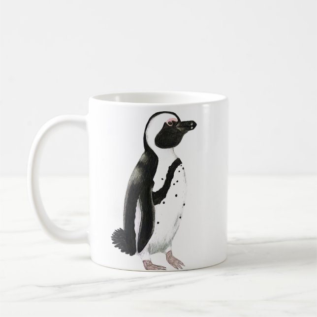 Taza De Café Dibujo de lápiz de pingüino africano (Izquierda)