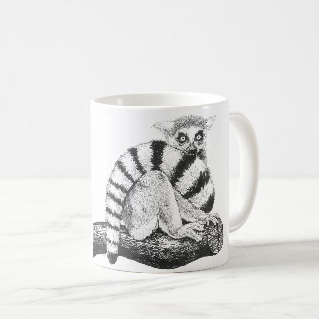 Taza De Café Dibujo de Lemur (Anverso derecho)
