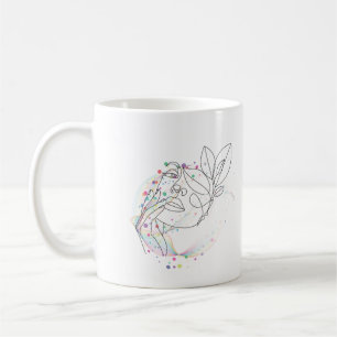 Taza De Café Dibujo de línea cara regalo diseño simple artístic