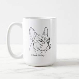 Taza De Café Dibujo de línea de Bulldog Francés con nombre de m