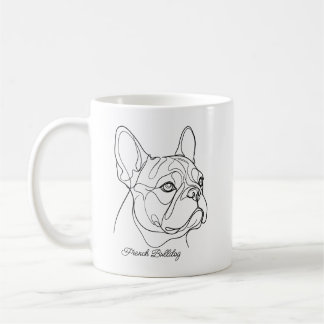 Taza De Café Dibujo de línea de Bulldog Francés con nombre de m
