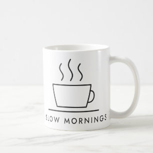 Taza De Café Dibujo de Línea de Café de Mañanas Lentas