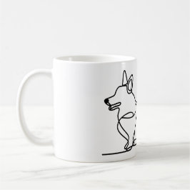 Taza De Café Dibujo de línea de corgi