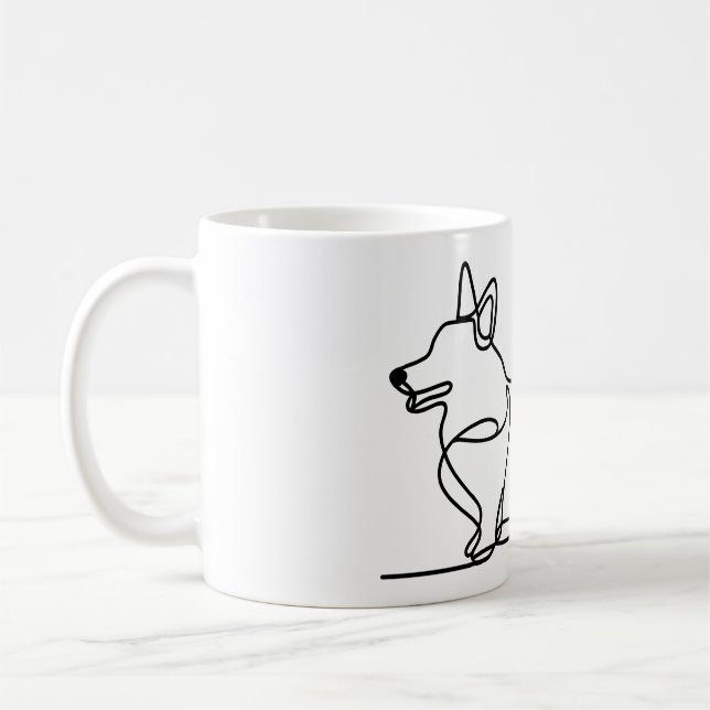 Taza De Café Dibujo de línea de corgi (Izquierda)